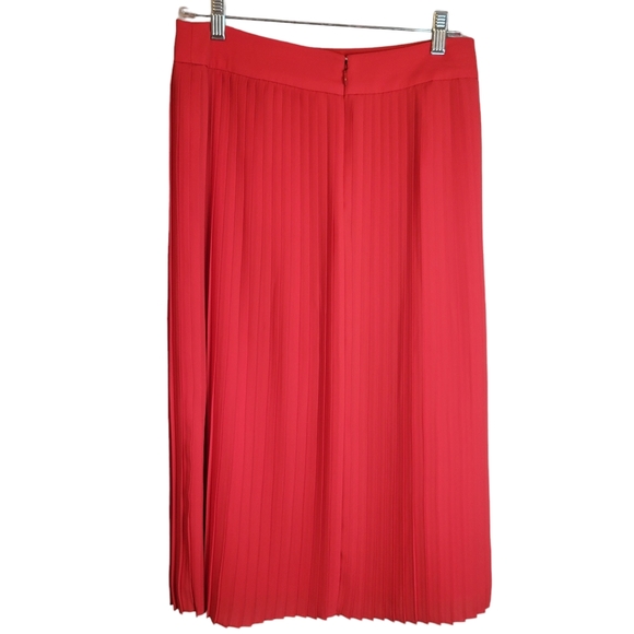J.Crew Factory Pleated Lined Midi Skirt in Coral Red, Size 6 - Picture 4 of 6